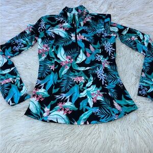 Tommy Bahama Golf Women’s XS Long Sleeve Quarterzip Pullover Shirt Floral